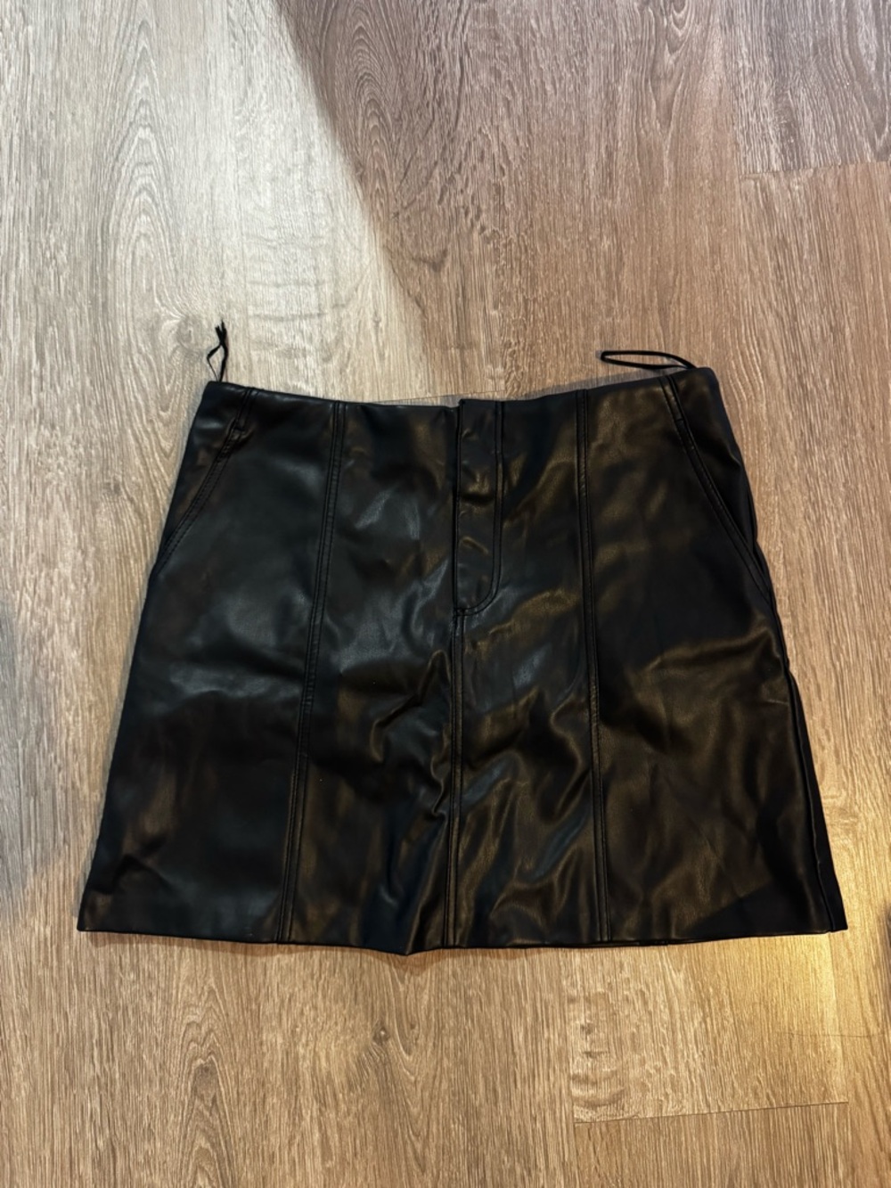 Zara Black Faux Leather Mini Skirt with Panel Seams